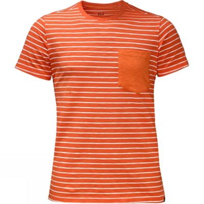 Tee Jack Wolfskin Travel Striped Hombre - Naranjas - Chile YQZ197563